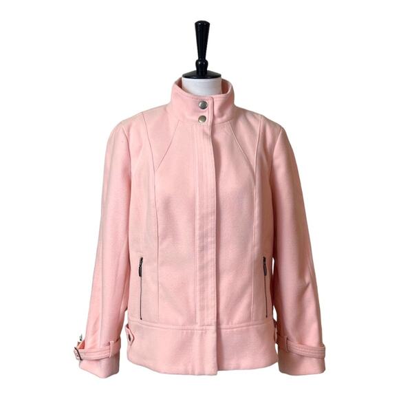 Chico’s Women’s Coat Moto Style Zip Front Jacket Pink Size 2 Women's Size M - Picture 1 of 14
